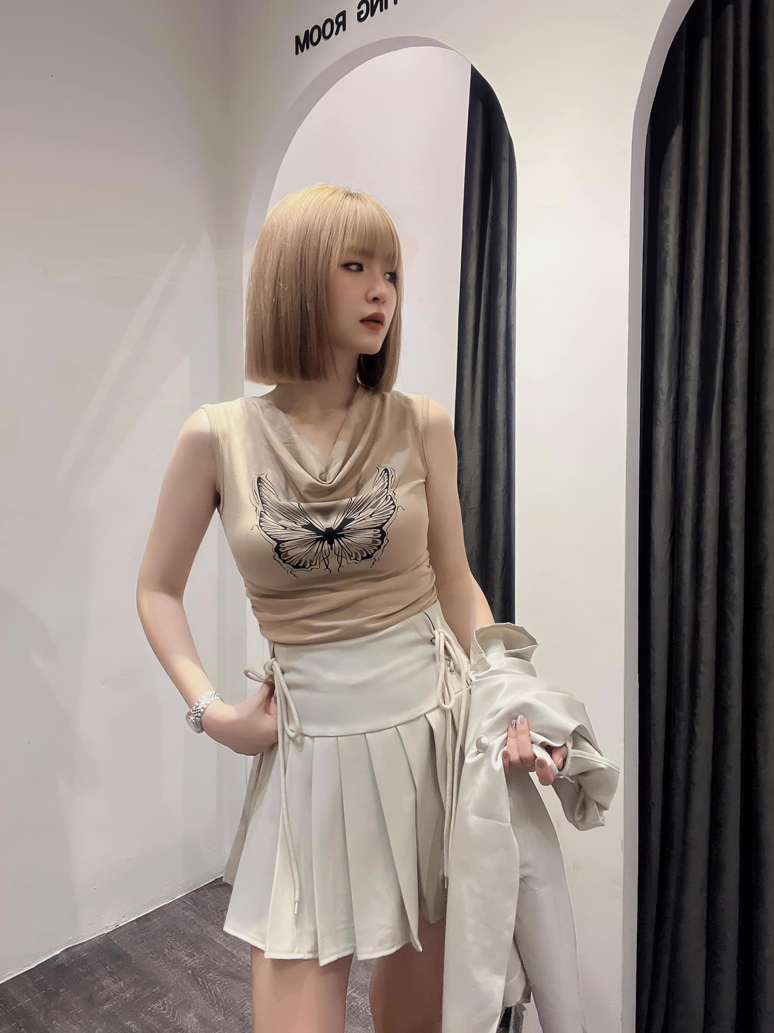 绑绳款百褶裙 | Ninestudio.9