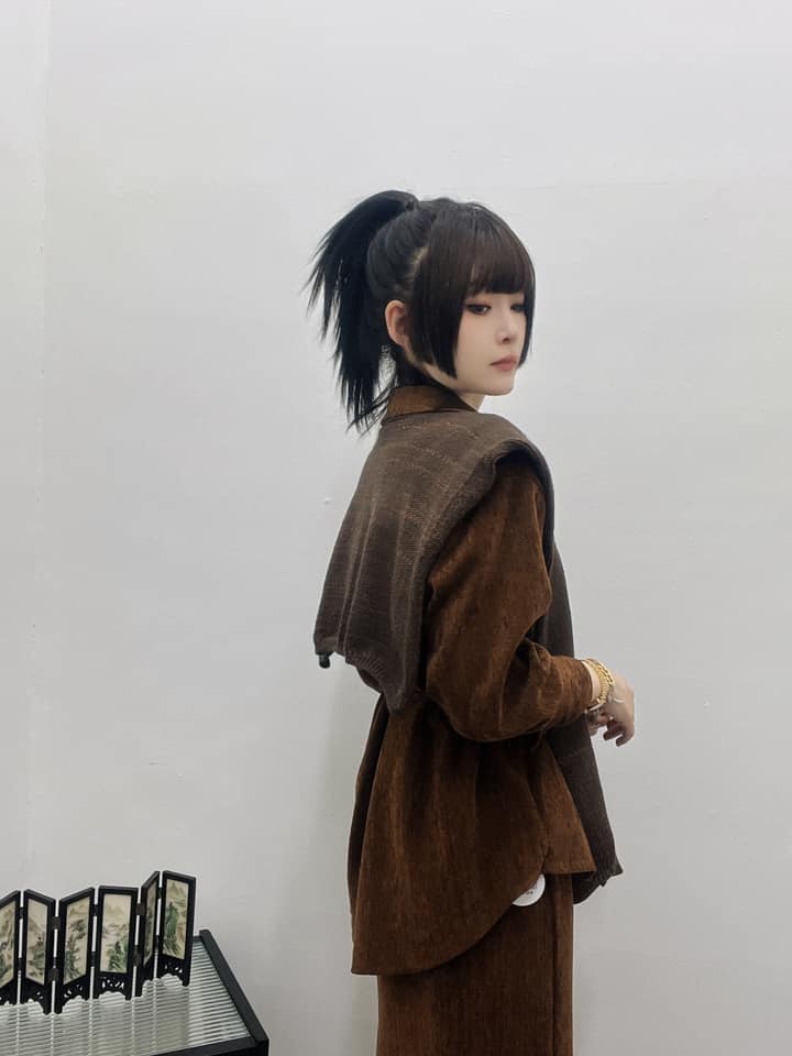 Ninestudio.9 | 针织披肩宽松长袖上衣加长裙两件套