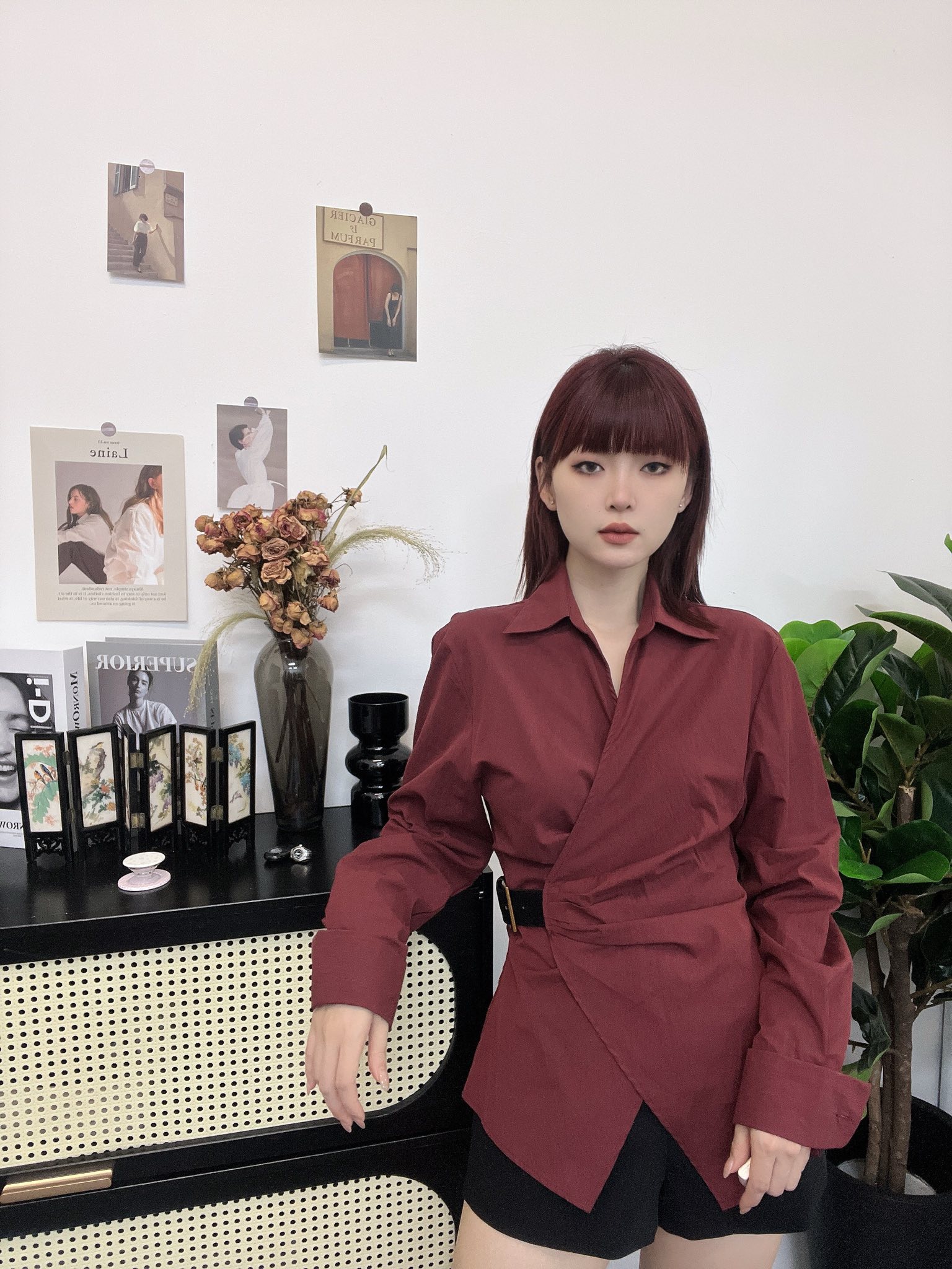 设计感皮带扣收腰衬衣 | Ninestudio.9