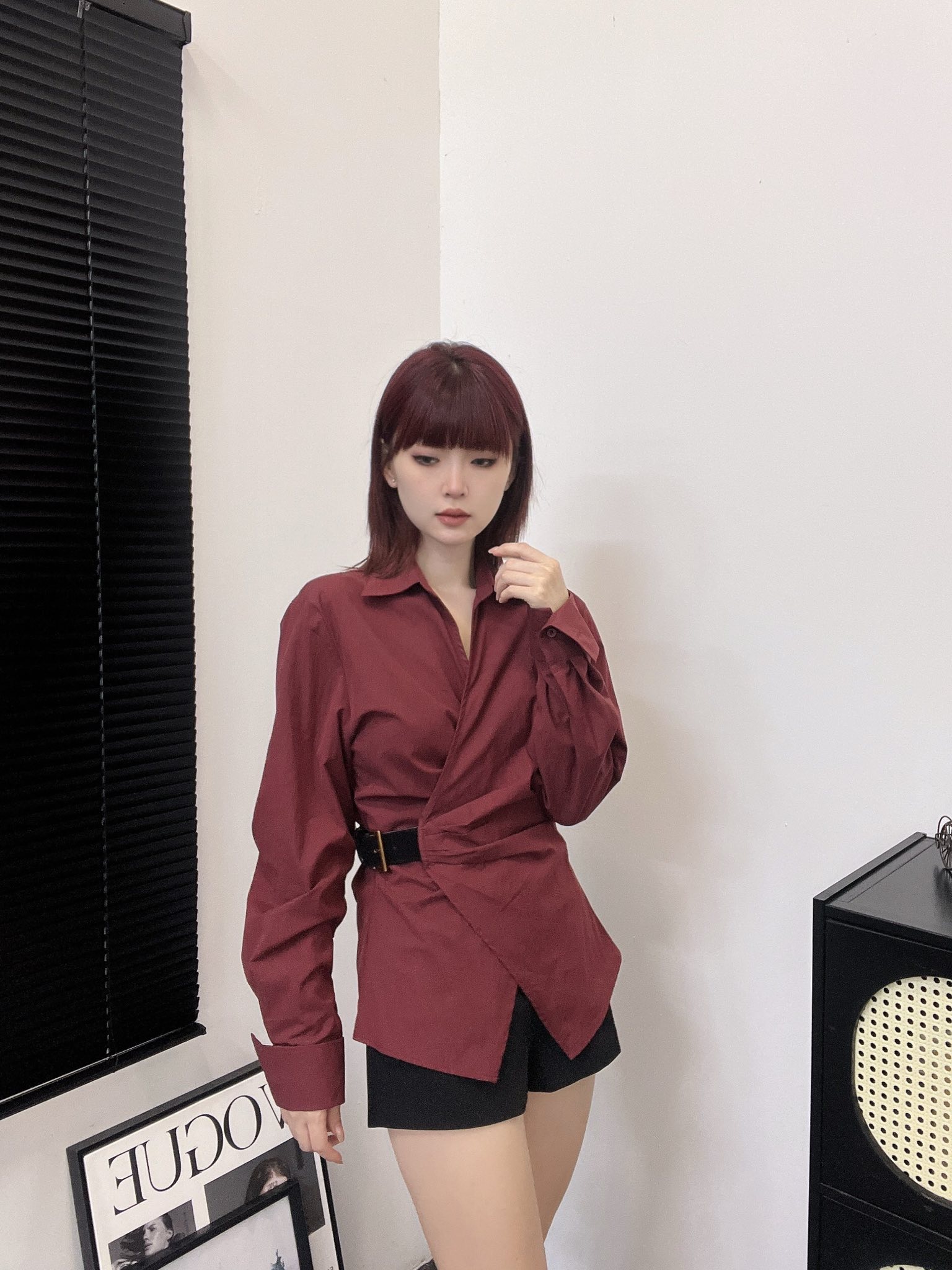 设计感皮带扣收腰衬衣 | Ninestudio.9